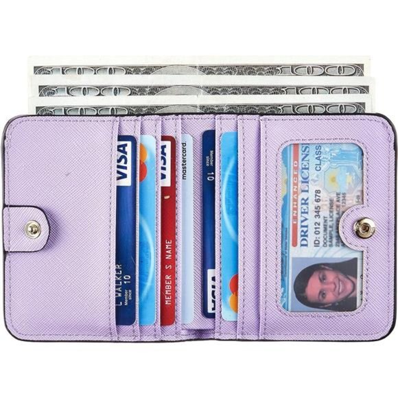 Womens Rfid Blocking Small Compact Bifold Luxury Genuine Leather Pocket Wallet - Picture 6 of 6